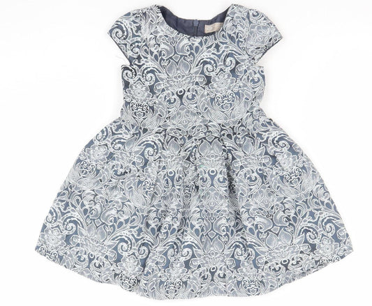 Paul Costelloe Girls Blue Floral Fit & Flare Dress 3 Years