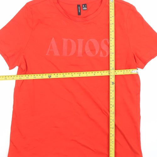 Vero Moda Women's Red 'Adios' Cotton Crew Neck T-Shirt Size S