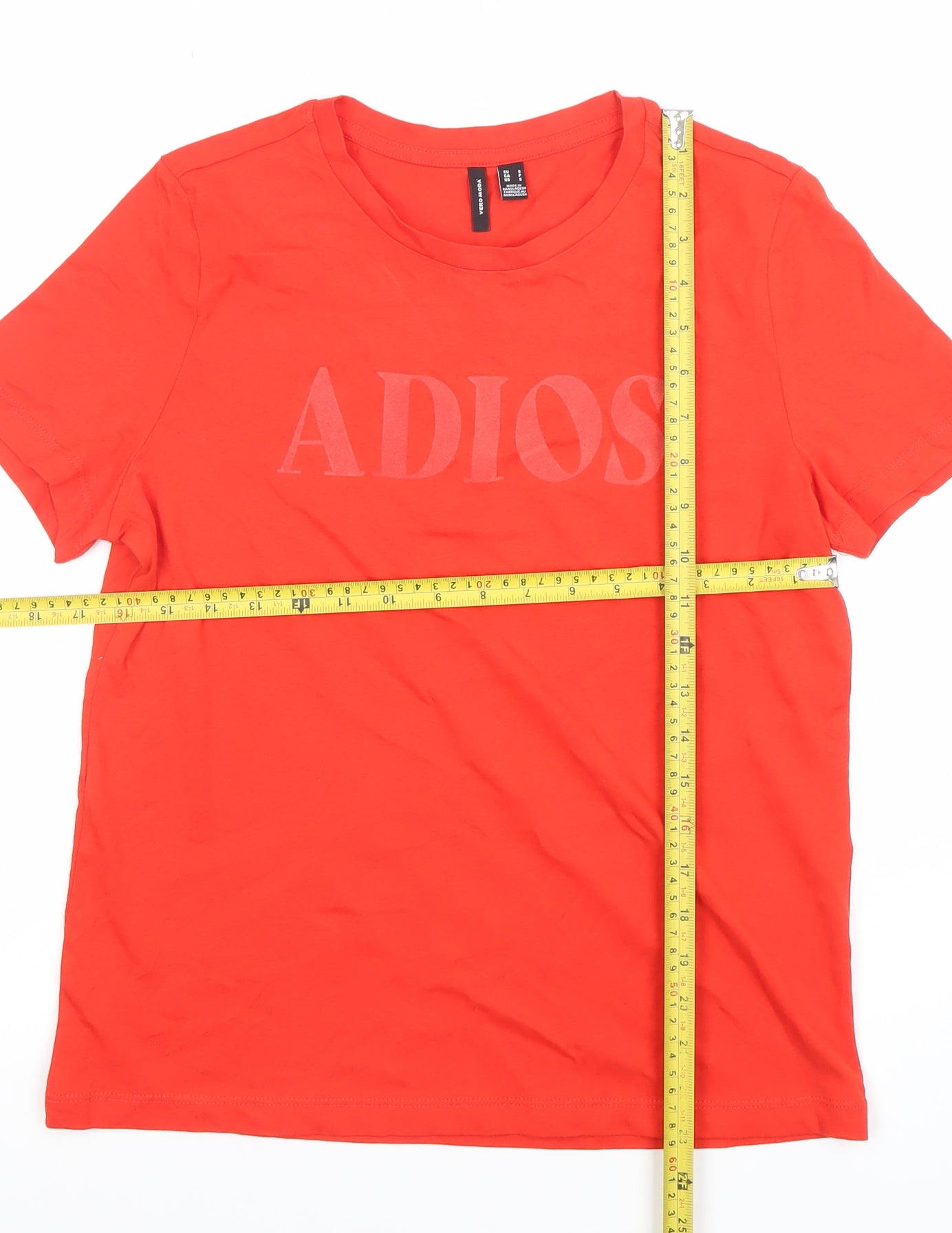 Vero Moda Women's Red 'Adios' Cotton Crew Neck T-Shirt Size S