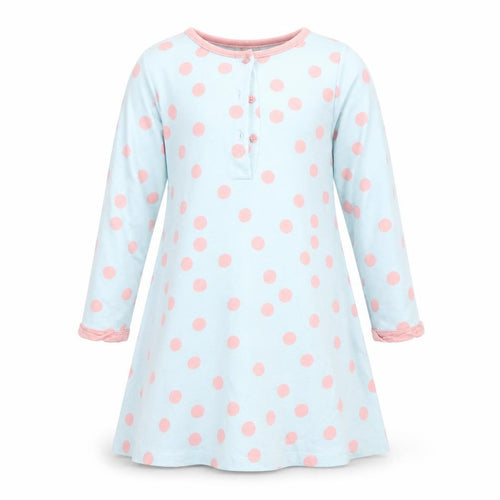 Monsoon Girls Blue Pink Polka Dot Animal Pocket A-Line Dress 3-4 Years