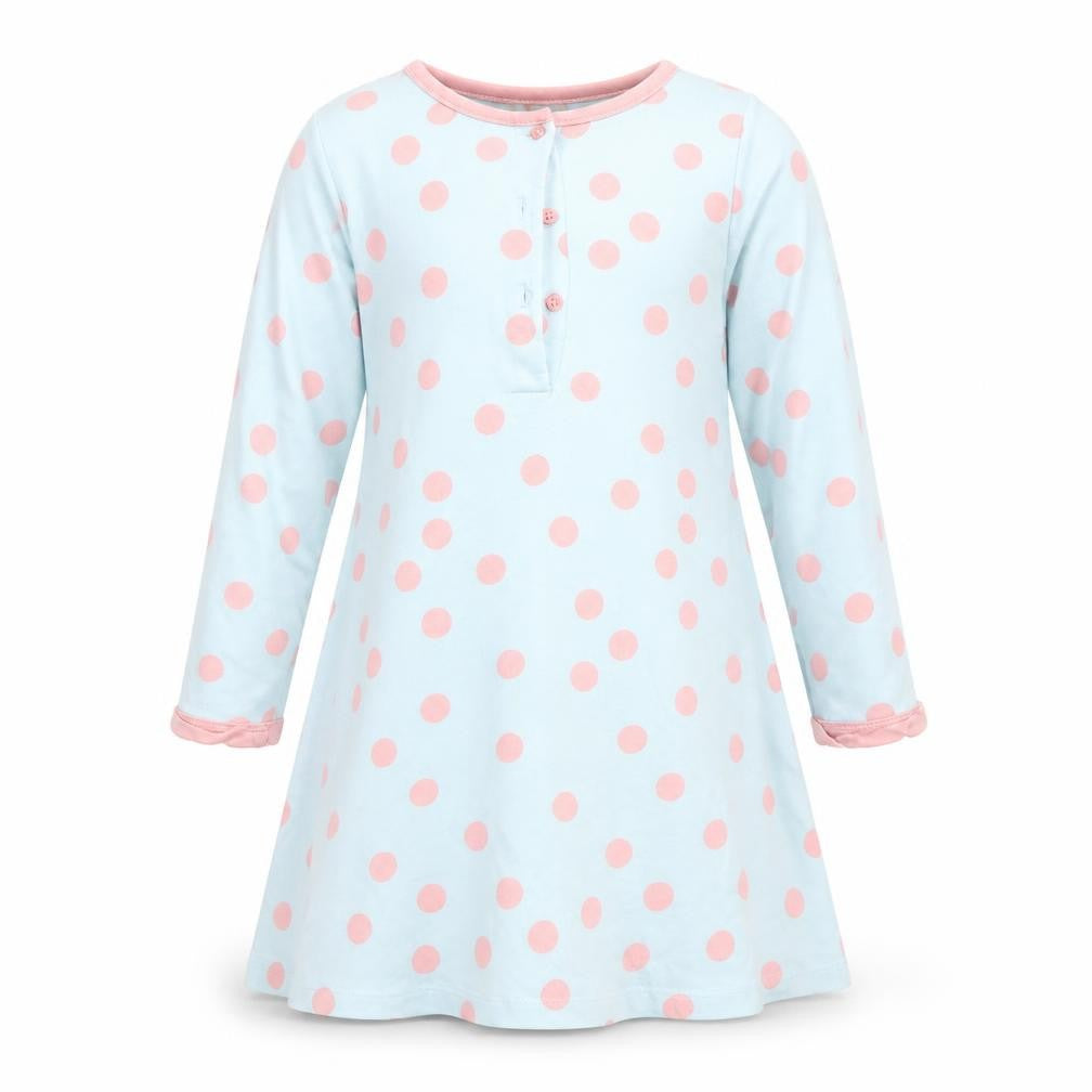 Monsoon Girls Blue Pink Polka Dot Animal Pocket A-Line Dress 3-4 Years