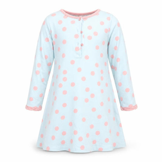 Monsoon Girls Blue Pink Polka Dot Animal Pocket A-Line Dress 3-4 Years