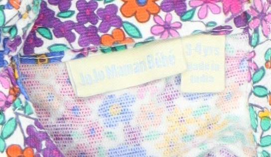 JoJo Maman Bébé Girls Multicoloured Floral A-Line Long Sleeve Dress 5-6 Years