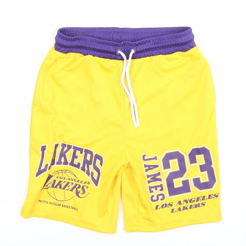 NBA Boys Yellow Los Angeles Lakers James 23 Athletic Basketball Shorts 7-8Y