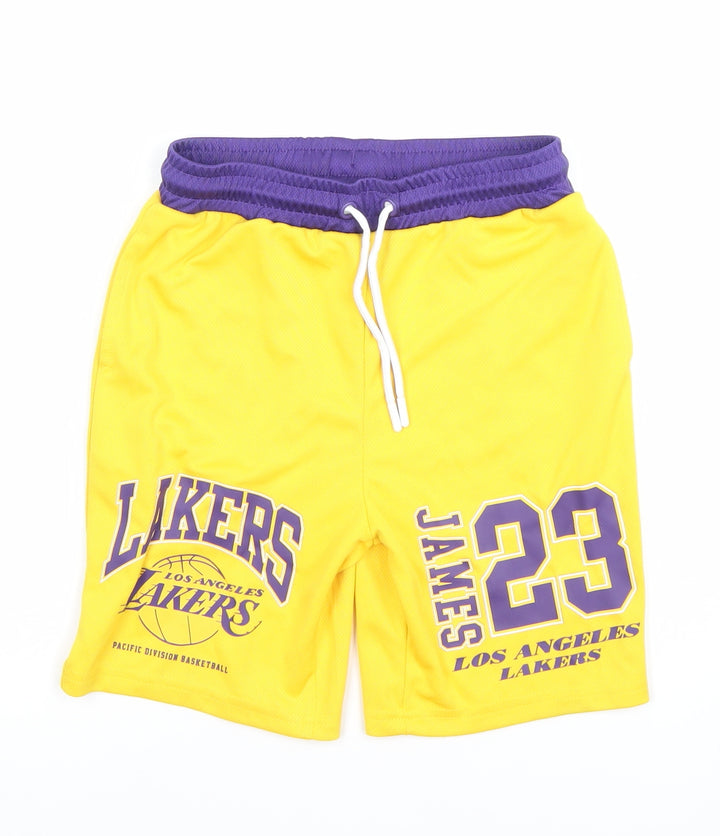 NBA Boys Yellow Los Angeles Lakers James 23 Athletic Basketball Shorts 7-8Y