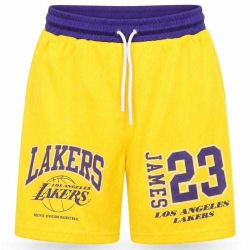 NBA Boys Yellow Los Angeles Lakers James 23 Athletic Basketball Shorts 7-8Y