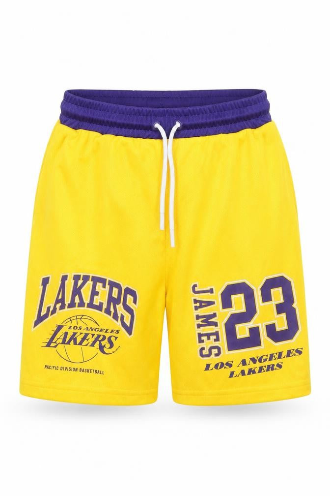 NBA Boys Yellow Los Angeles Lakers James 23 Athletic Basketball Shorts 7-8Y