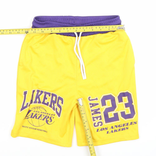 NBA Boys Yellow Los Angeles Lakers James 23 Athletic Basketball Shorts 7-8Y