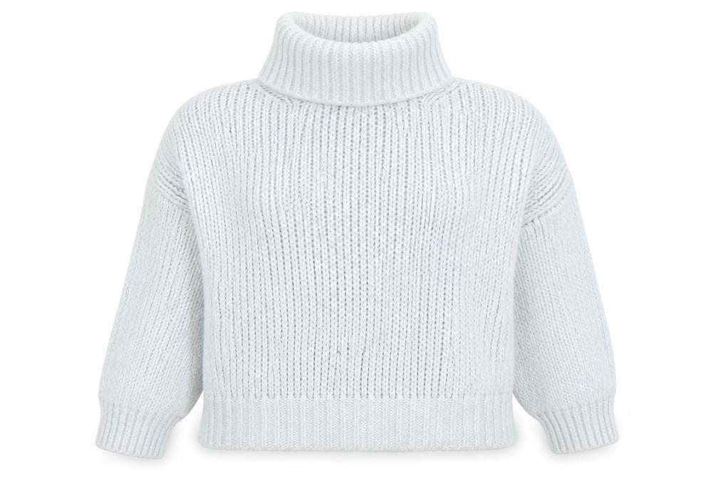River Island Women Blue Roll Neck Chunky Knit Wool Jumper Size S
