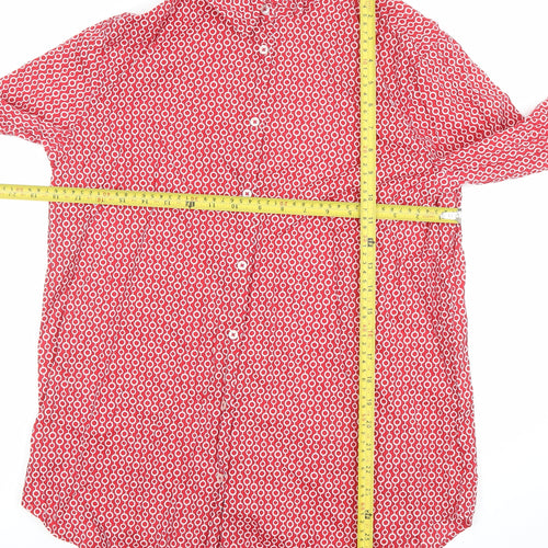 United Colors of Benetton Women's Red Geometric Button-Up Shirt Size S