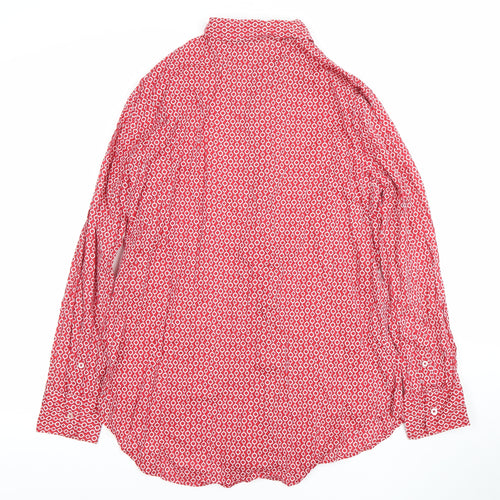 United Colors of Benetton Women's Red Geometric Button-Up Shirt Size S