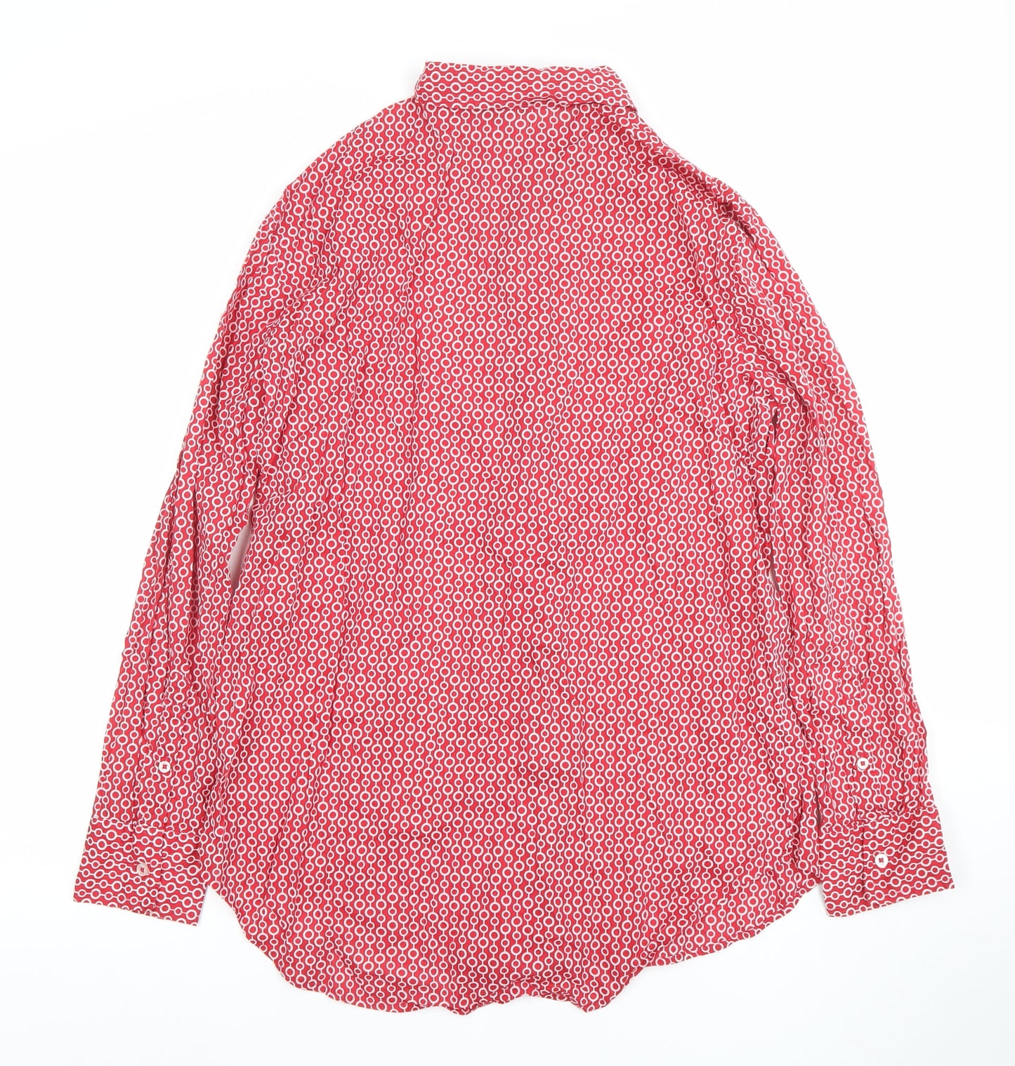 United Colors of Benetton Women's Red Geometric Button-Up Shirt Size S