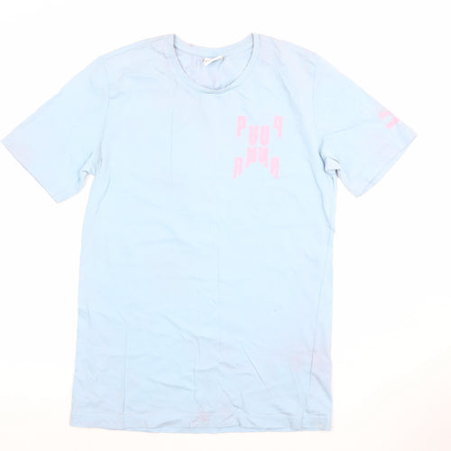 Puma Men Blue XS Graphic Sports Cotton Crew Neck T-Shirt