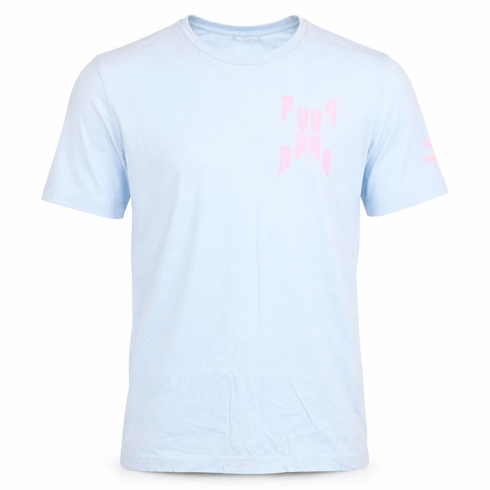 Puma Men Blue XS Graphic Sports Cotton Crew Neck T-Shirt