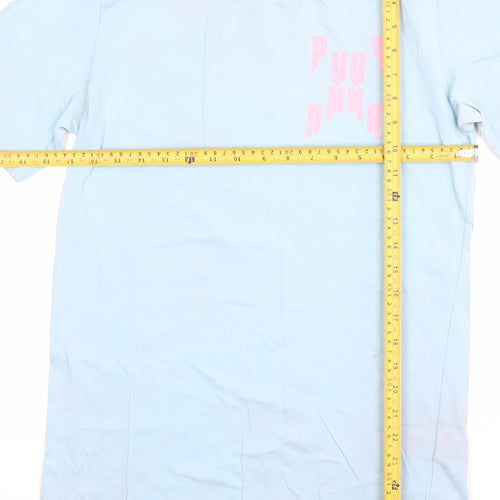Puma Men Blue XS Graphic Sports Cotton Crew Neck T-Shirt