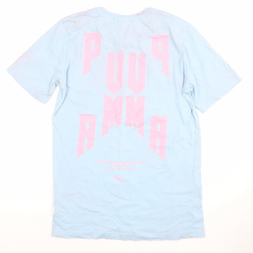 Puma Men Blue XS Graphic Sports Cotton Crew Neck T-Shirt