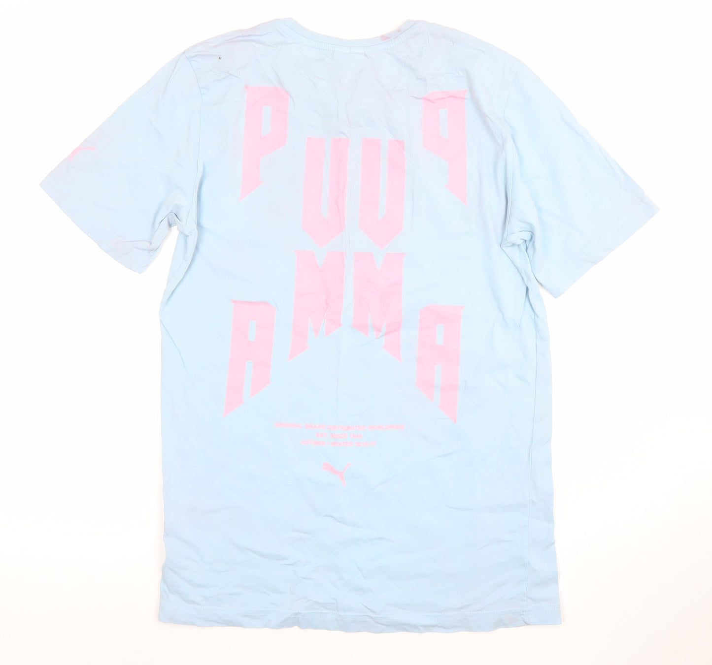 Puma Men Blue XS Graphic Sports Cotton Crew Neck T-Shirt