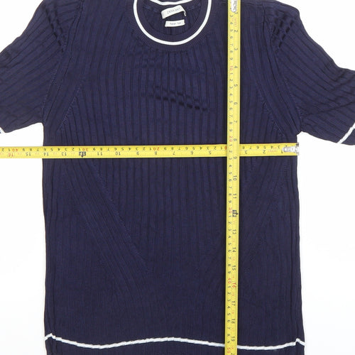 Zara Knit Women's Blue Short Sleeve Cotton Blend Top Size S