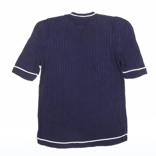 Zara Knit Women's Blue Short Sleeve Cotton Blend Top Size S