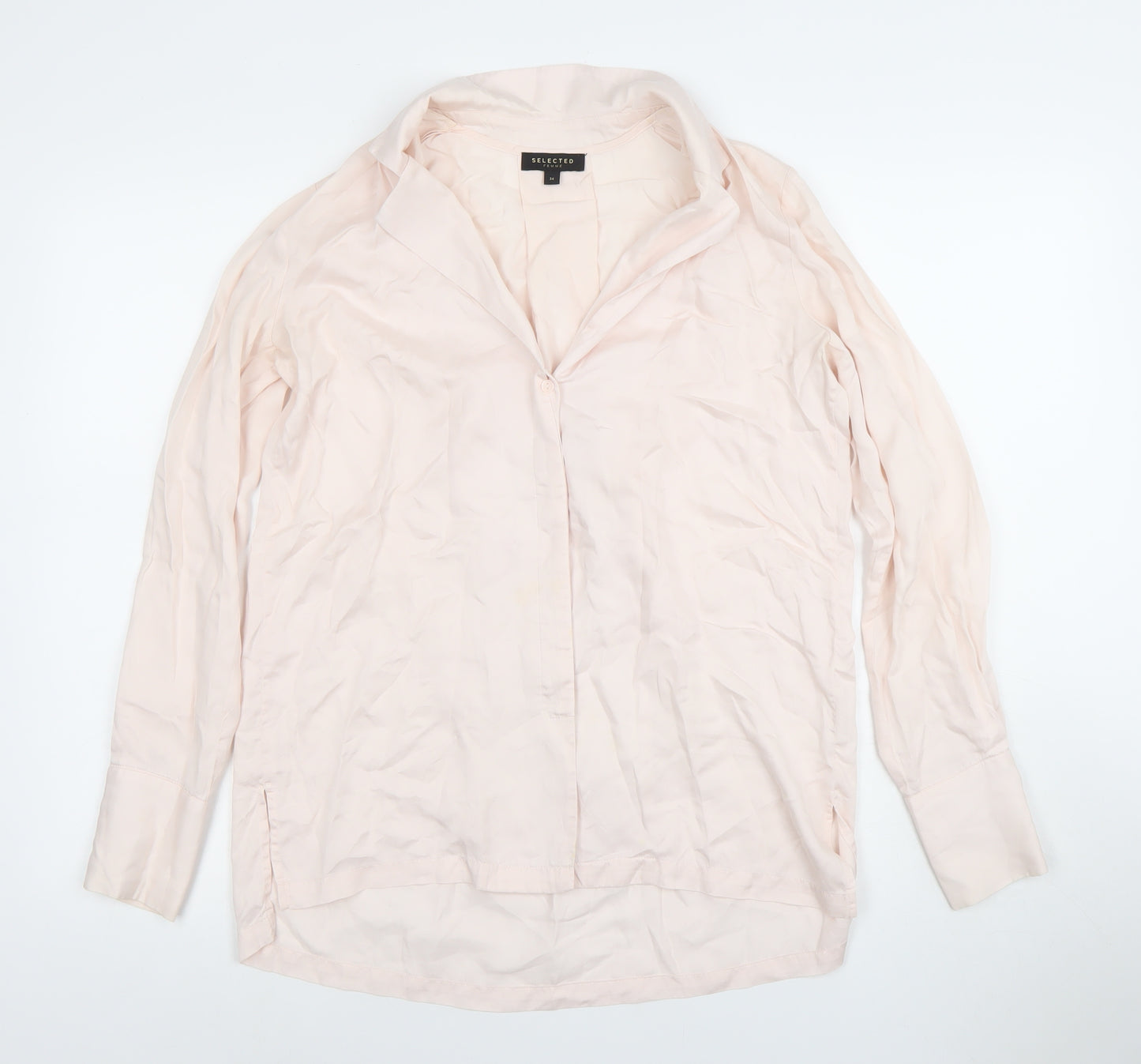 Selected Femme Women’s Ivory Button-Up Cotton Shirt Size 6