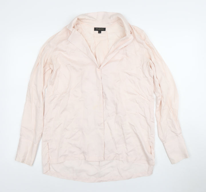 Selected Femme Women’s Ivory Button-Up Cotton Shirt Size 6