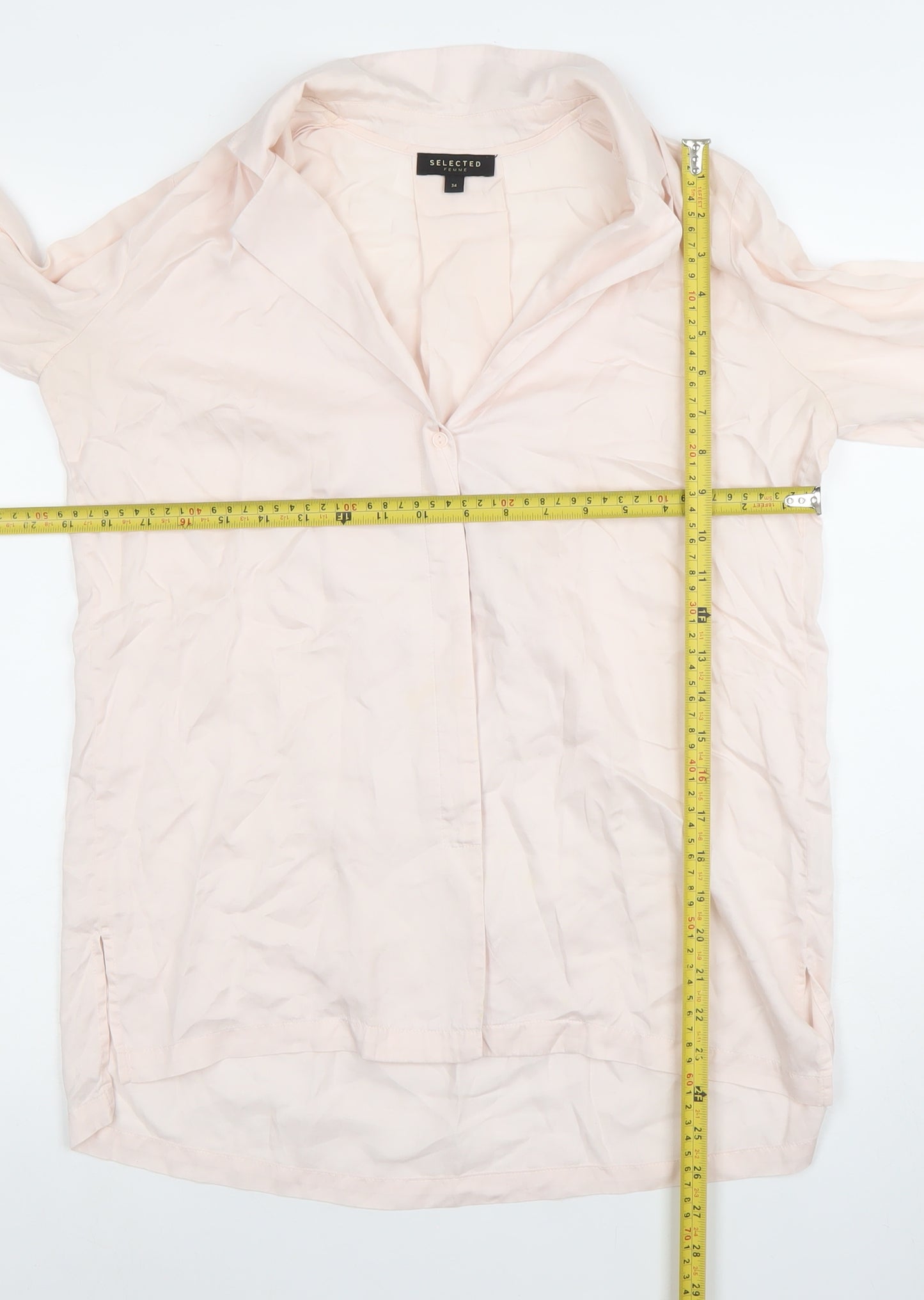 Selected Femme Women’s Ivory Button-Up Cotton Shirt Size 6