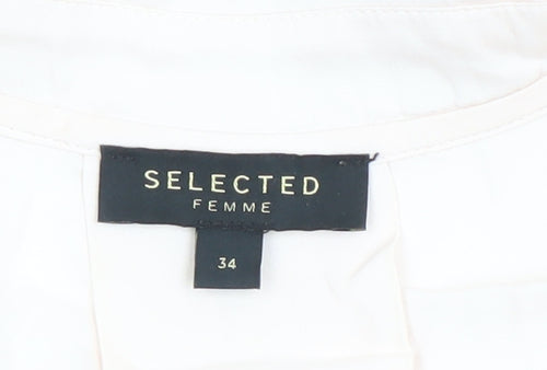 Selected Femme Women’s Ivory Button-Up Cotton Shirt Size 6