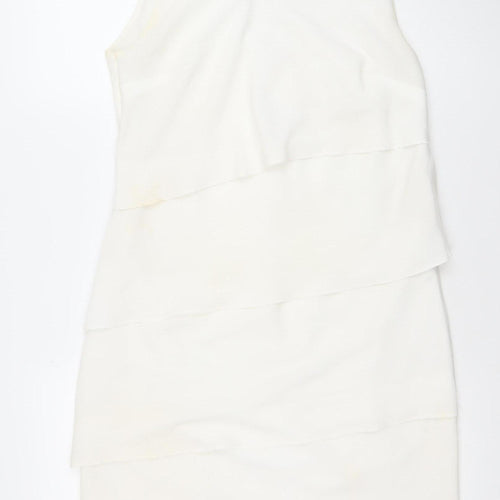 Sandre Women’s Ivory Sleeveless Sheath Dress Size 12 Formal