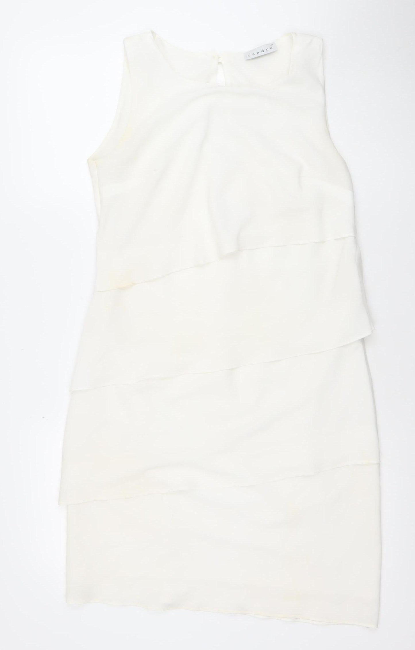 Sandre Women’s Ivory Sleeveless Sheath Dress Size 12 Formal