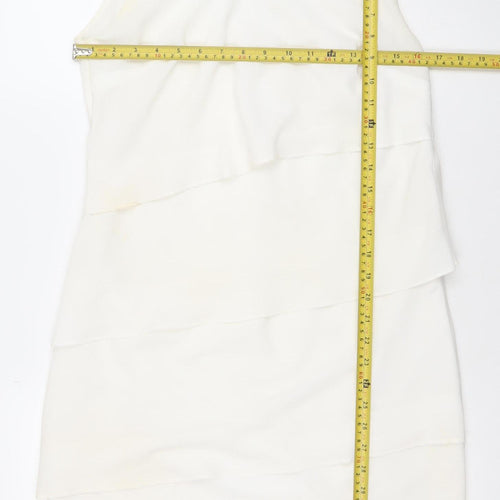 Sandre Women’s Ivory Sleeveless Sheath Dress Size 12 Formal