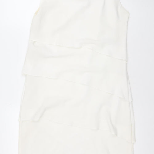 Sandre Women’s Ivory Sleeveless Sheath Dress Size 12 Formal