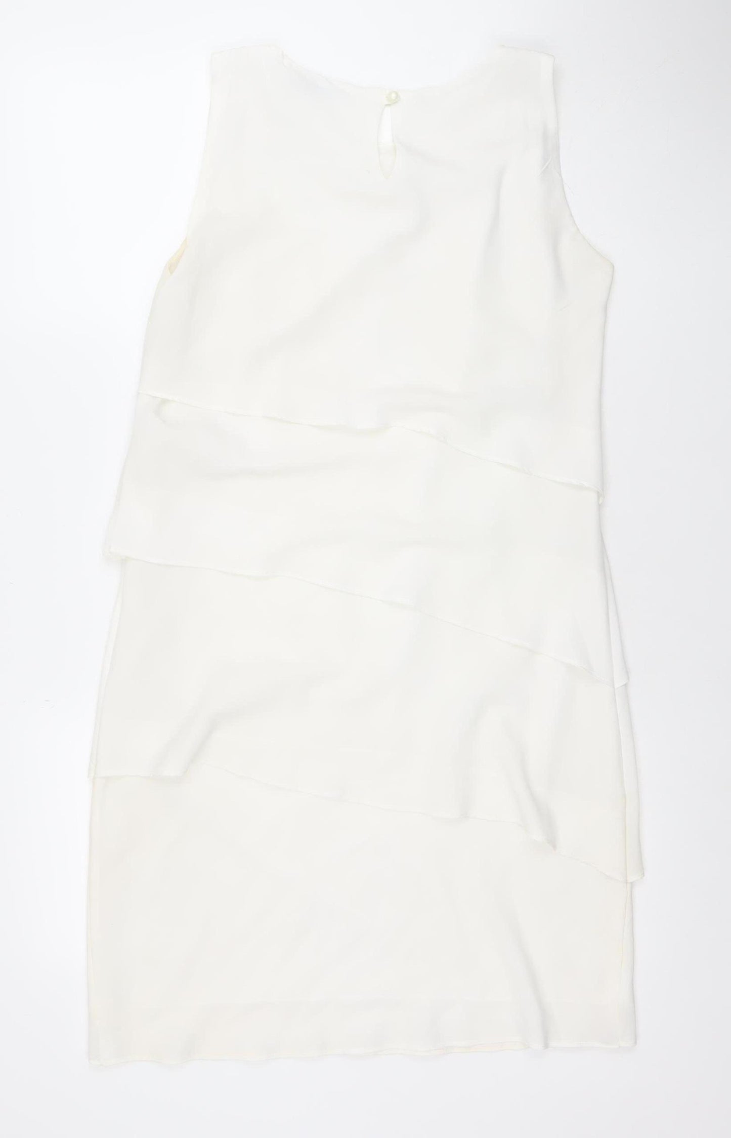 Sandre Women’s Ivory Sleeveless Sheath Dress Size 12 Formal