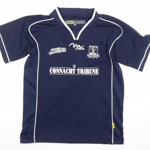 Mass Boys Blue XS Jersey Football Top Galway United V-Neck Short Sleeve