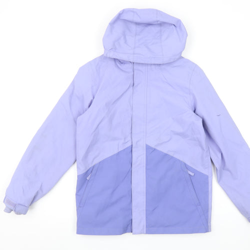 Mountain Warehouse Boys Purple Hooded Rain Coat Jacket 11-12 Years Waterproof
