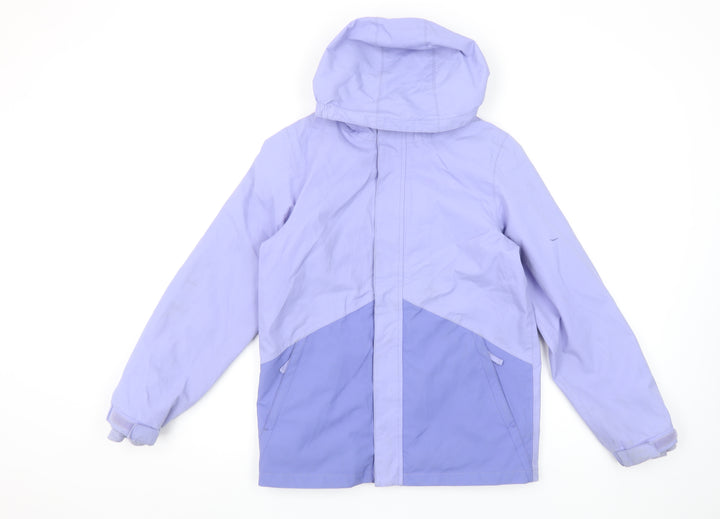 Mountain Warehouse Boys Purple Hooded Rain Coat Jacket 11-12 Years Waterproof