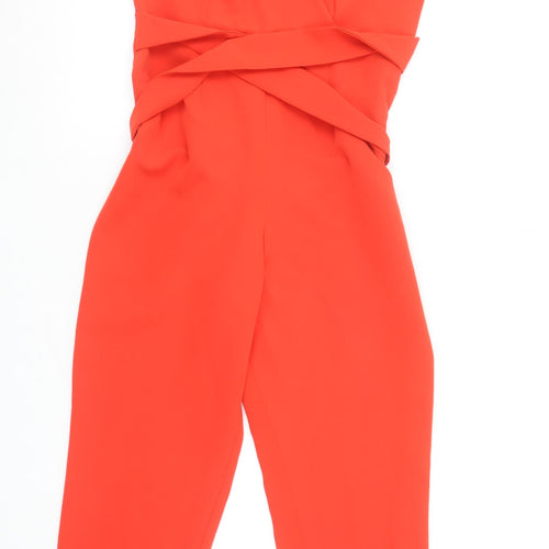 ASOS Women’s Red V-Neck Belted Sleeveless Jumpsuit Size 10
