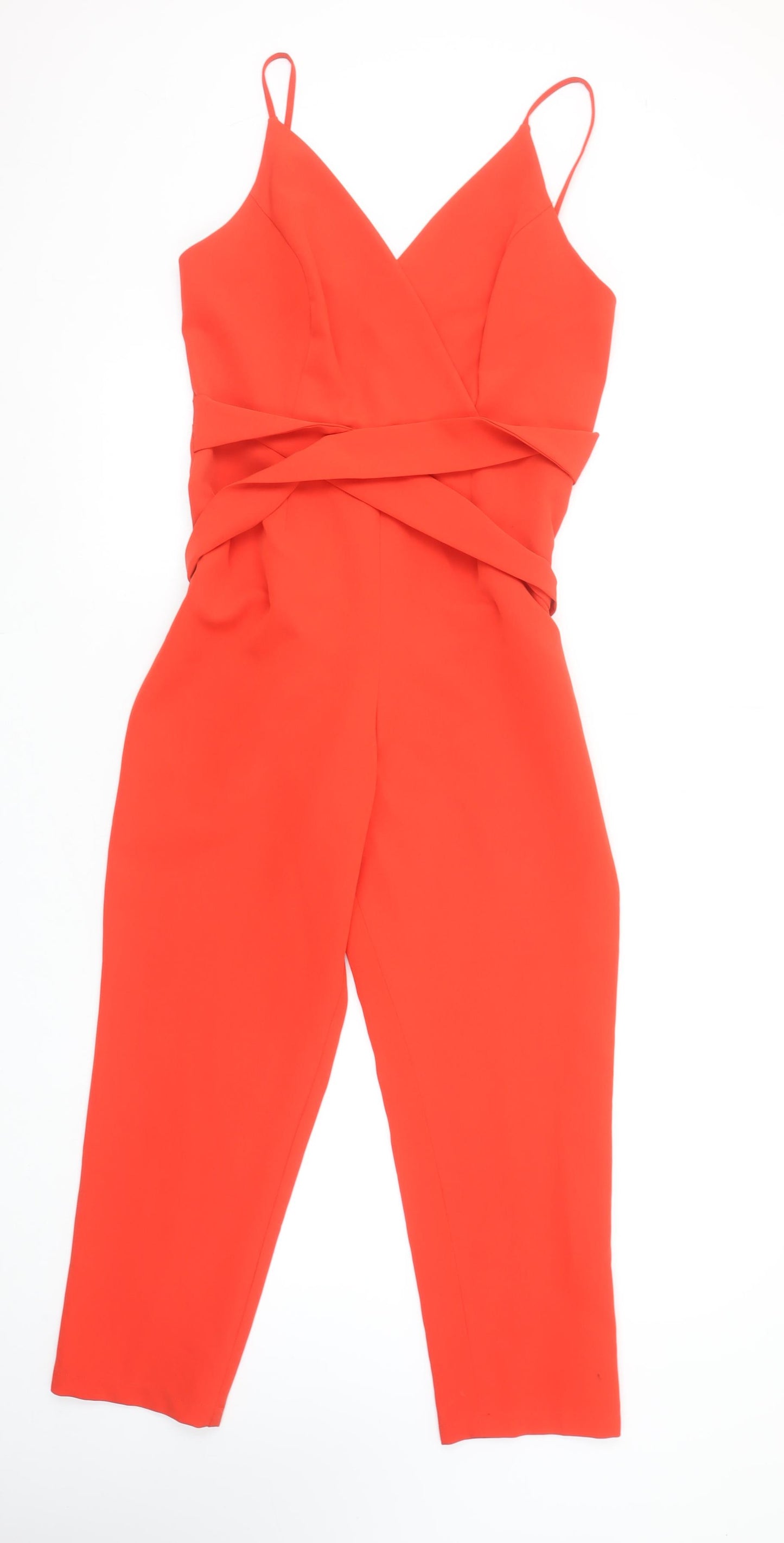 ASOS Women’s Red V-Neck Belted Sleeveless Jumpsuit Size 10