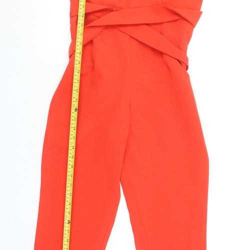 ASOS Women’s Red V-Neck Belted Sleeveless Jumpsuit Size 10