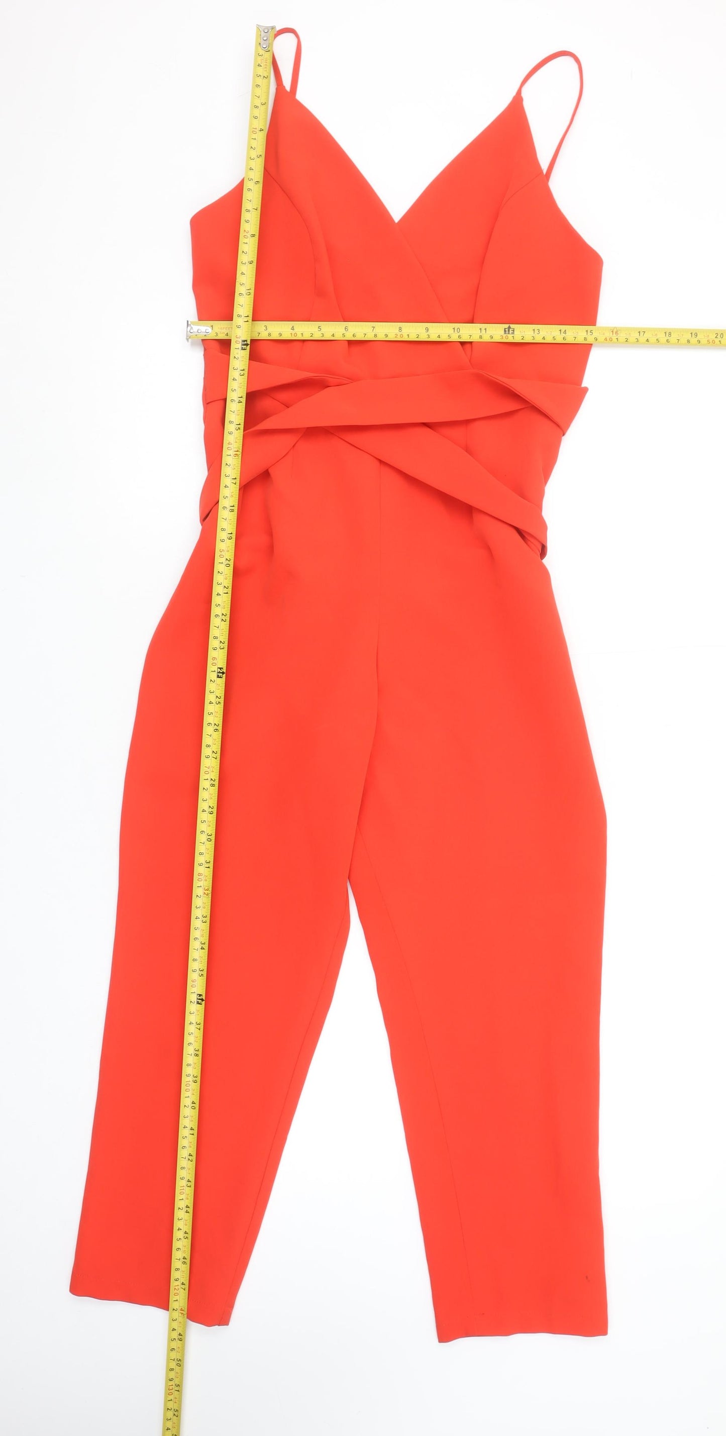 ASOS Women’s Red V-Neck Belted Sleeveless Jumpsuit Size 10
