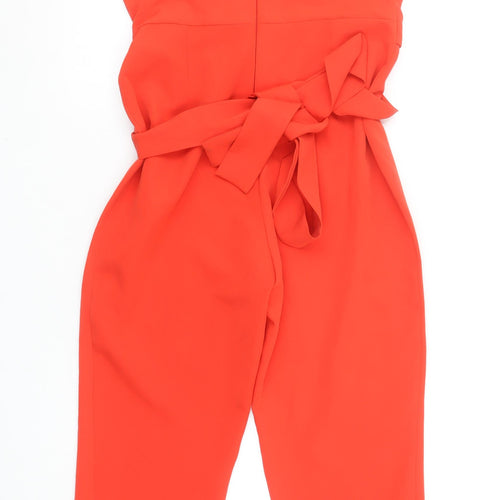 ASOS Women’s Red V-Neck Belted Sleeveless Jumpsuit Size 10