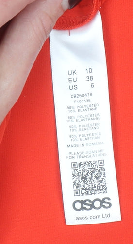 ASOS Women’s Red V-Neck Belted Sleeveless Jumpsuit Size 10