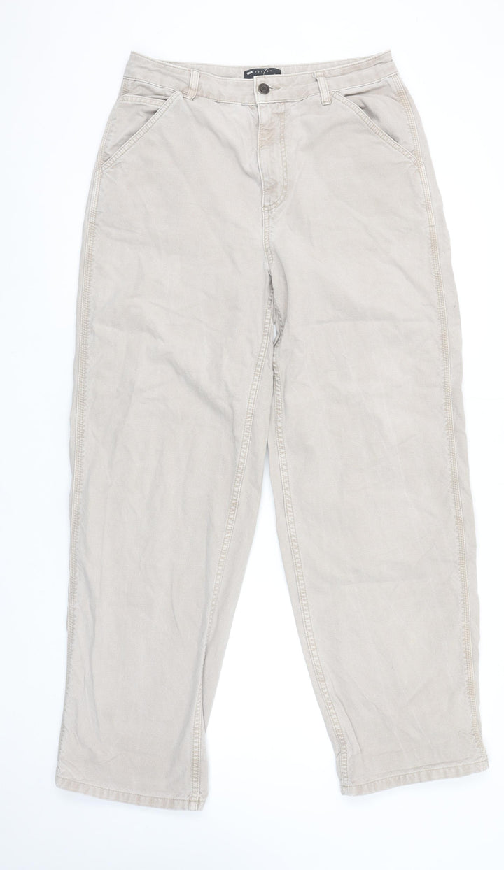 ASOS DESIGN Women's Beige Straight Leg Jeans Size 12 Cotton