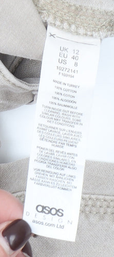 ASOS DESIGN Women's Beige Straight Leg Jeans Size 12 Cotton