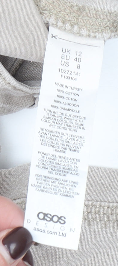 ASOS DESIGN Women's Beige Straight Leg Jeans Size 12 Cotton