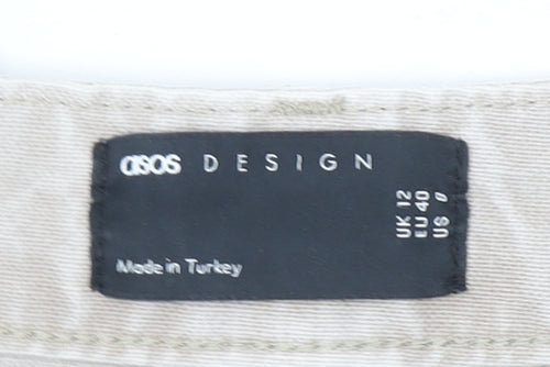 ASOS DESIGN Women's Beige Straight Leg Jeans Size 12 Cotton