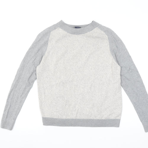 GAP Womens Grey Cotton Crew Neck Regular Fit Jumper Size S