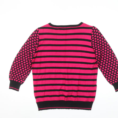 Principles by Ben de Lisi Women's Pink Black Crew Neck Striped Jumper Size 16