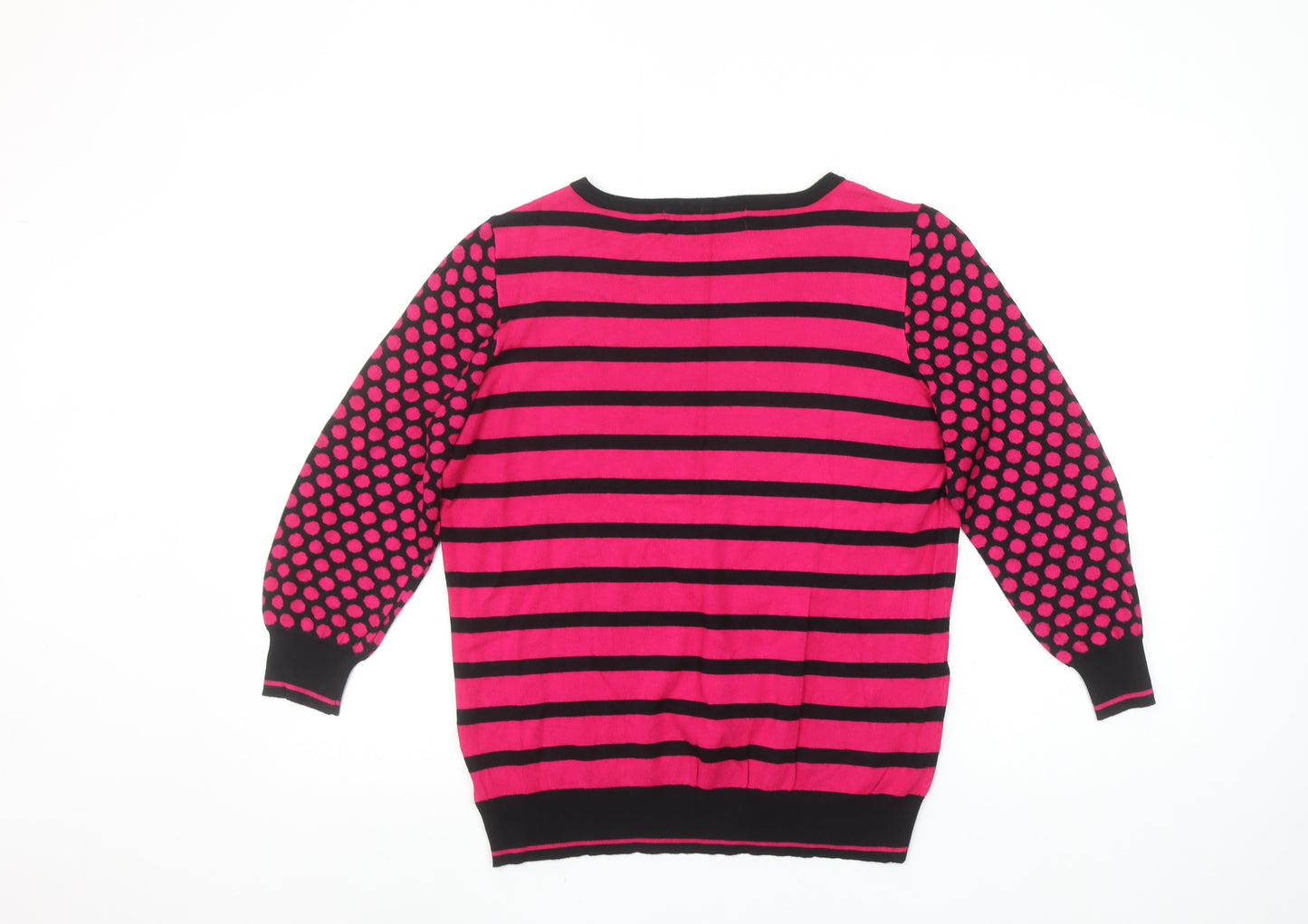 Principles by Ben de Lisi Women's Pink Black Crew Neck Striped Jumper Size 16