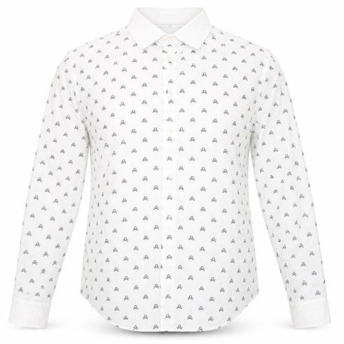 Zara Man White Slim Fit Skull Print Long Sleeve Shirt Size L