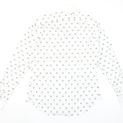 Zara Man White Slim Fit Skull Print Long Sleeve Shirt Size L